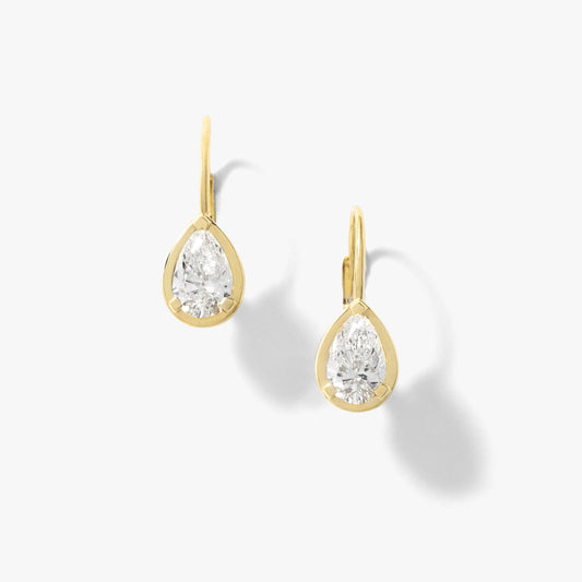 Lab Grown Pear Shape Diamond Earrings in 10K Yellow Gold (1.50 ct tw)