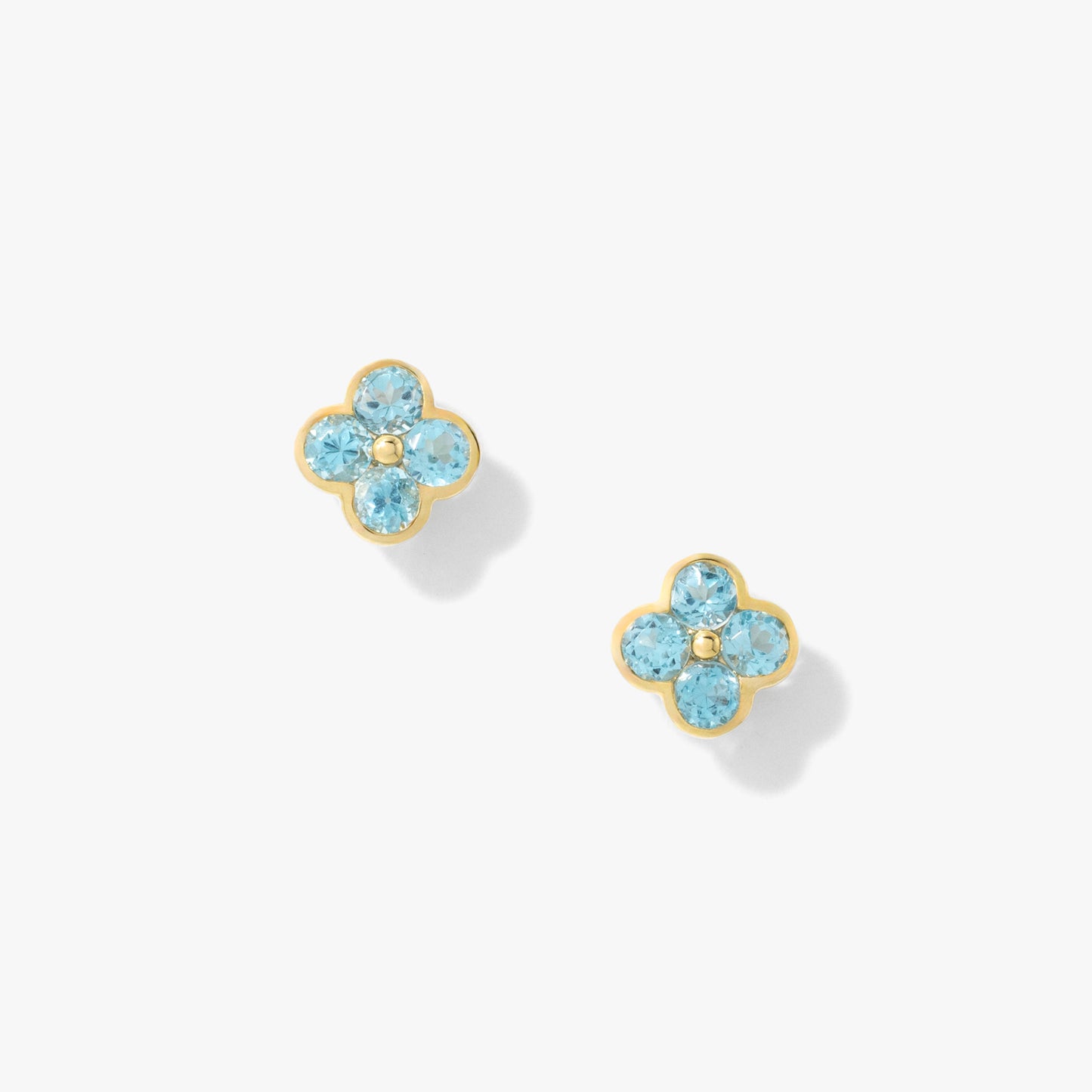 Blue Topaz Flower Earring in 10K Yellow Gold