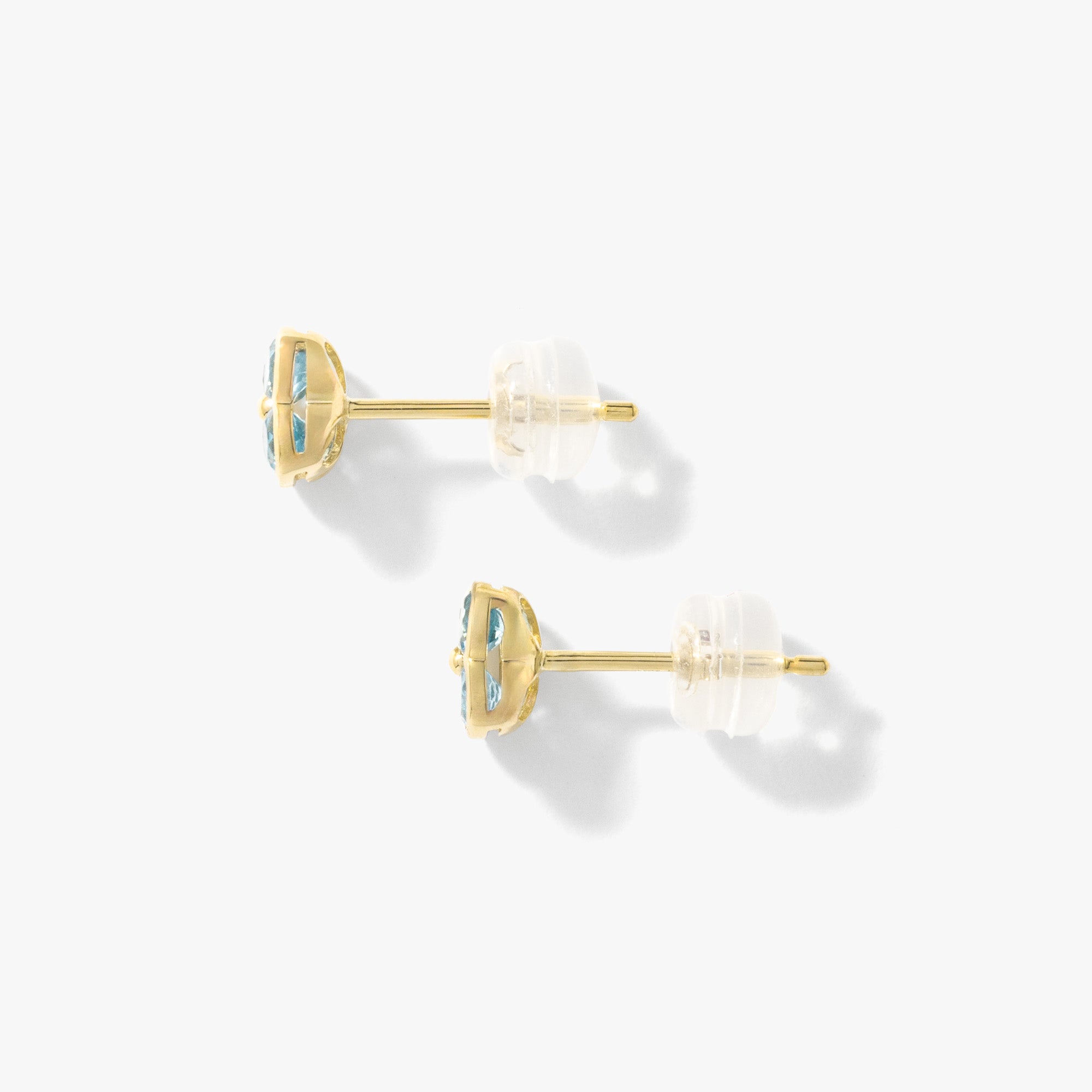 Blue Topaz Flower Earring in 10K Yellow Gold