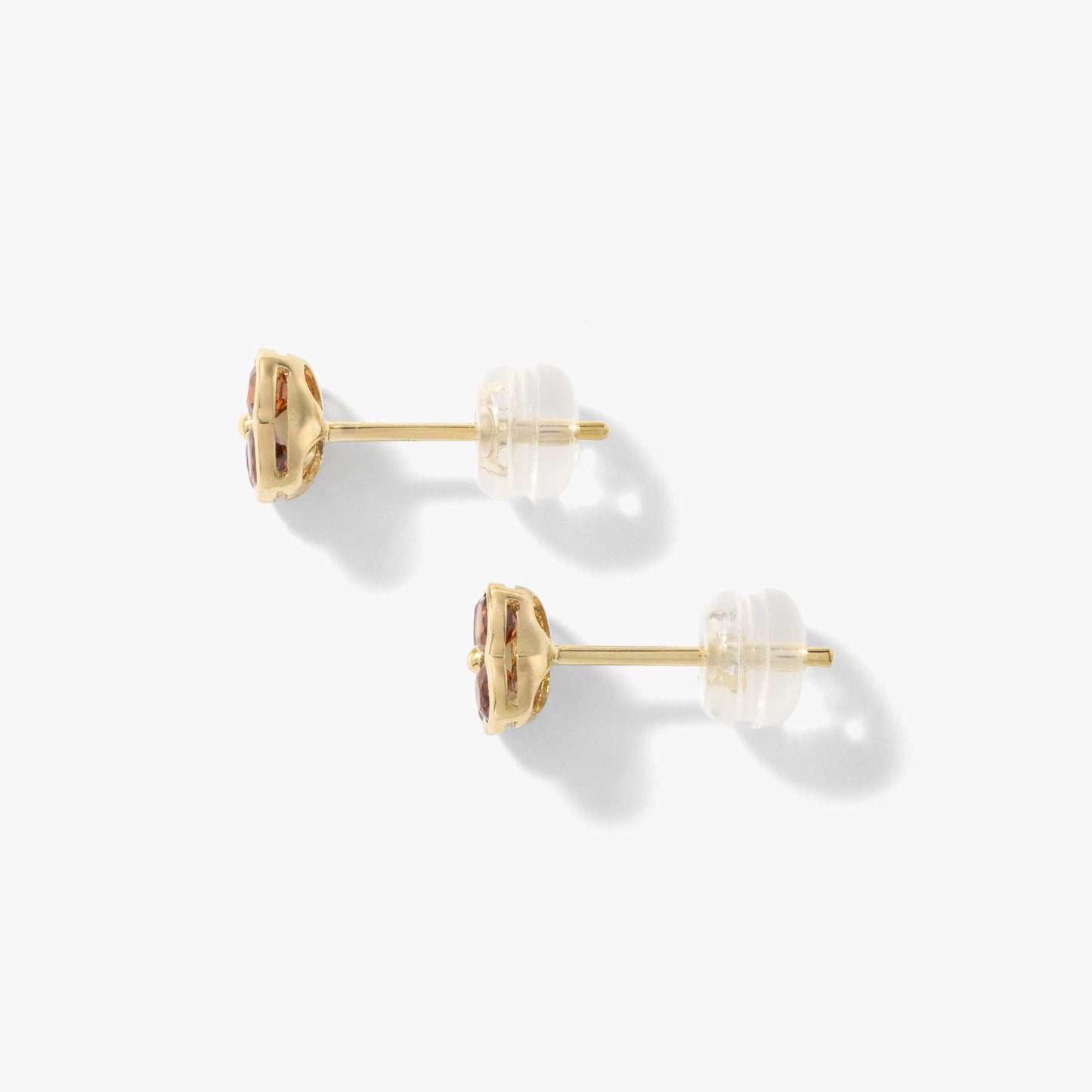 Garnet Flower Earring in 10K Yellow Gold