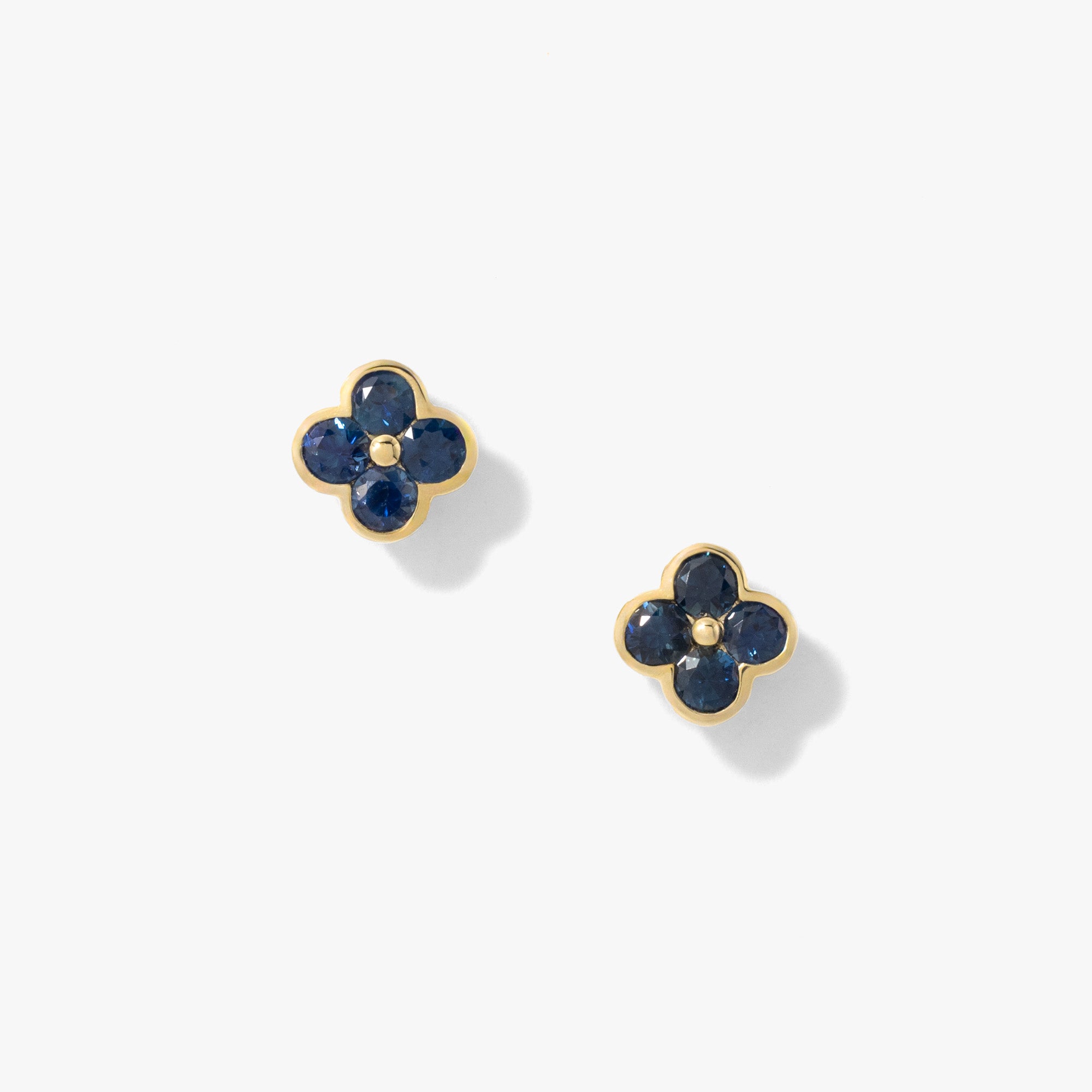 Sapphire Flower Earring in 10K Yellow Gold