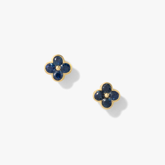 Sapphire Flower Earring in 10K Yellow Gold