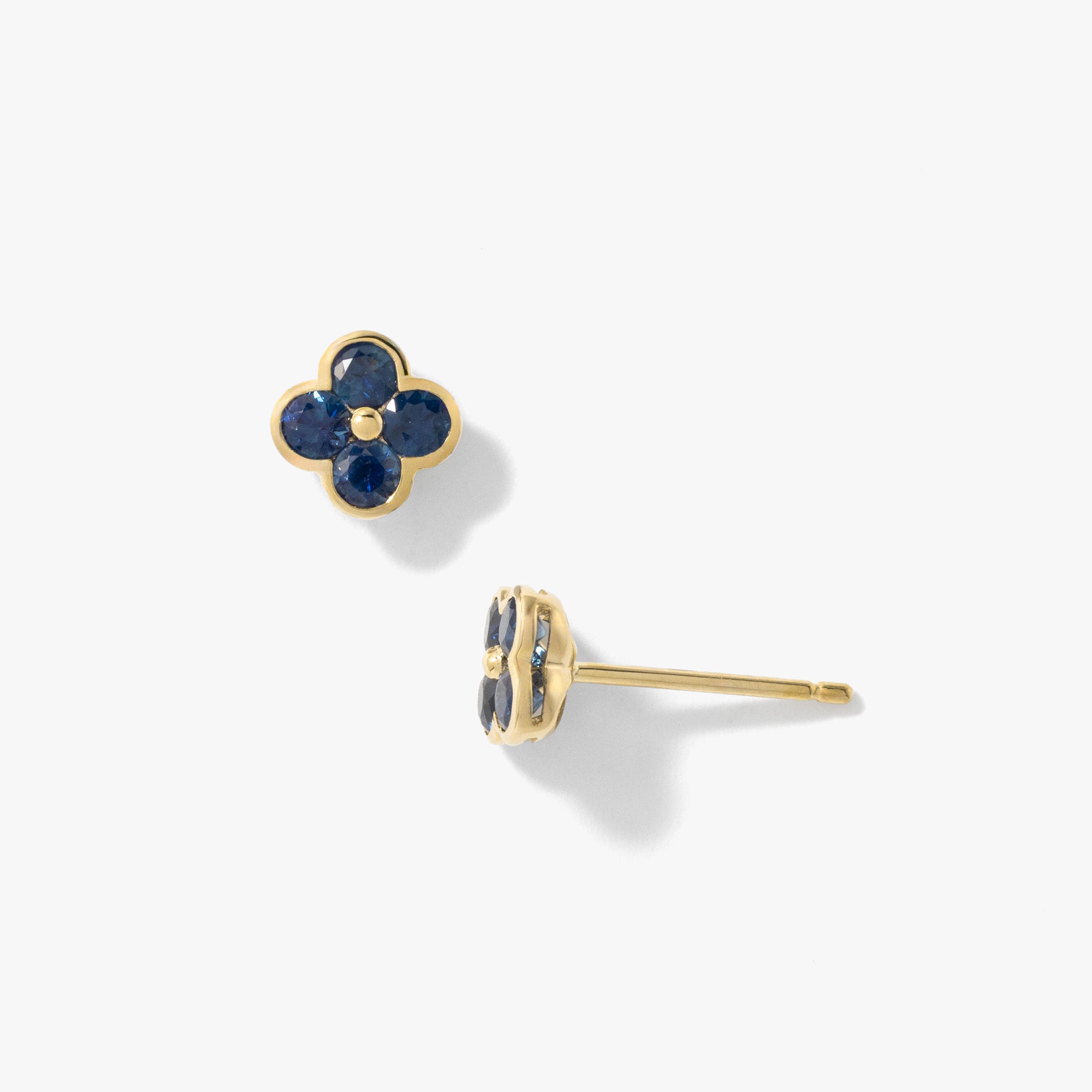 Sapphire Flower Earring in 10K Yellow Gold