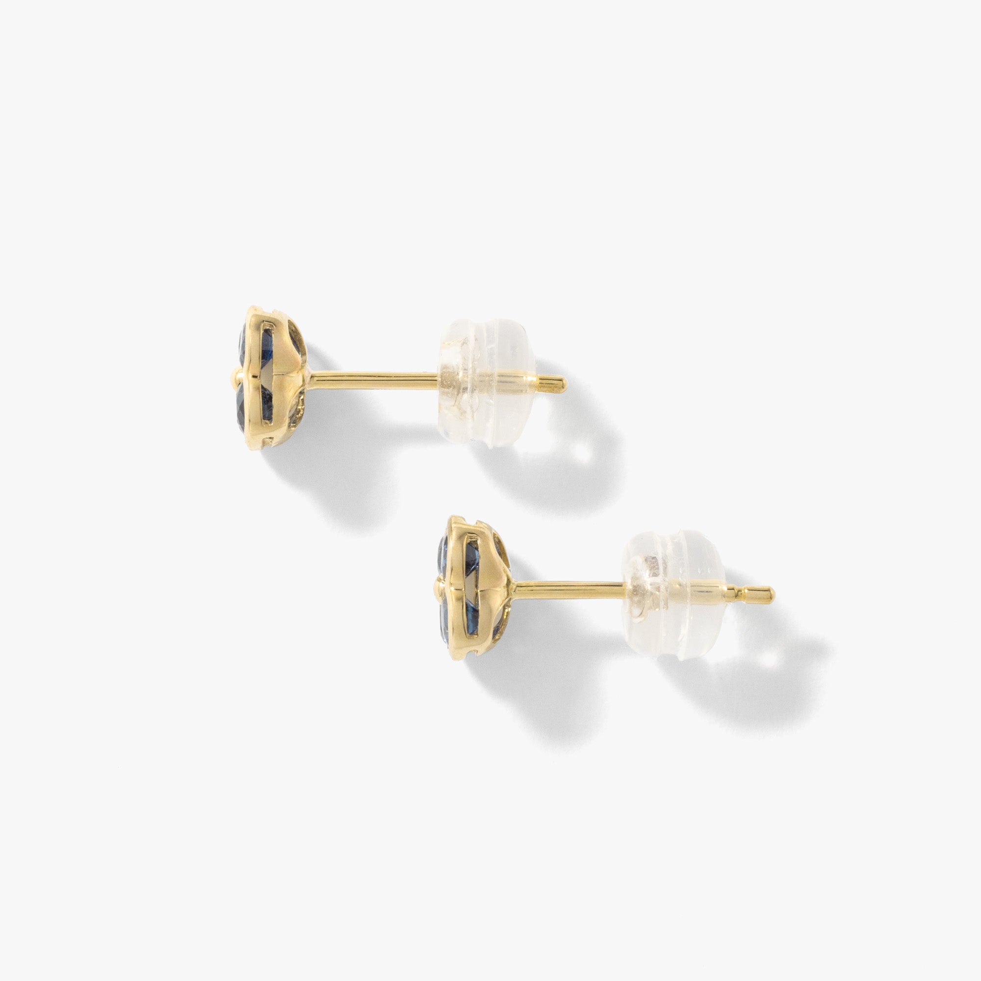 Sapphire Flower Earring in 10K Yellow Gold