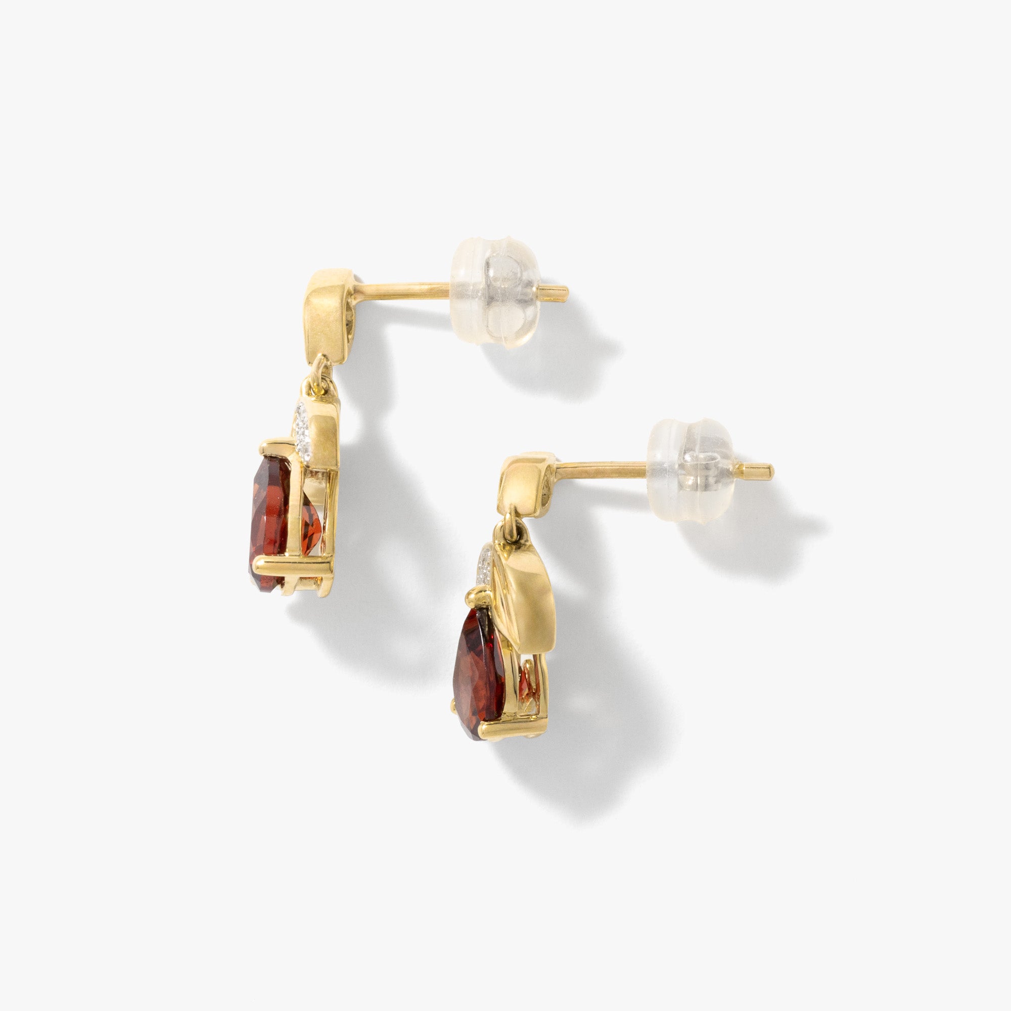 Pear Shape Garnet Earrings in 10K Yellow Gold