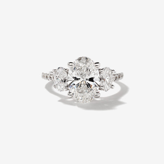 Lab Grown Oval Cut Diamond Engagement Ring in 14K White Gold (2.85 ct tw)