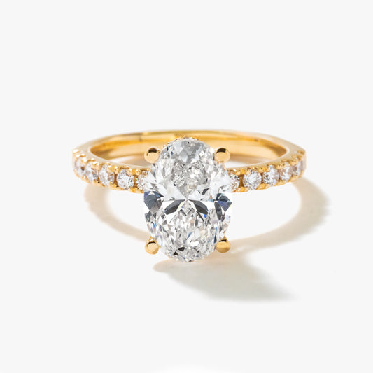 Oval Lab-Grown Diamond Engagement Ring with Hidden Halo in 14K Yellow Gold (2.47 ct tw)