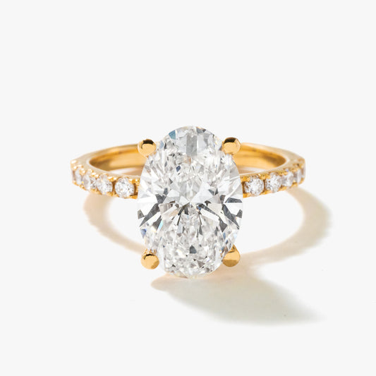 Oval Lab-Grown Diamond Engagement Ring with Hidden Halo in 14K Yellow Gold (3.50 ct tw)