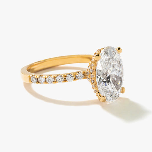 Oval Lab-Grown Diamond Engagement Ring with Hidden Halo in 14K Yellow Gold (3.50 ct tw)