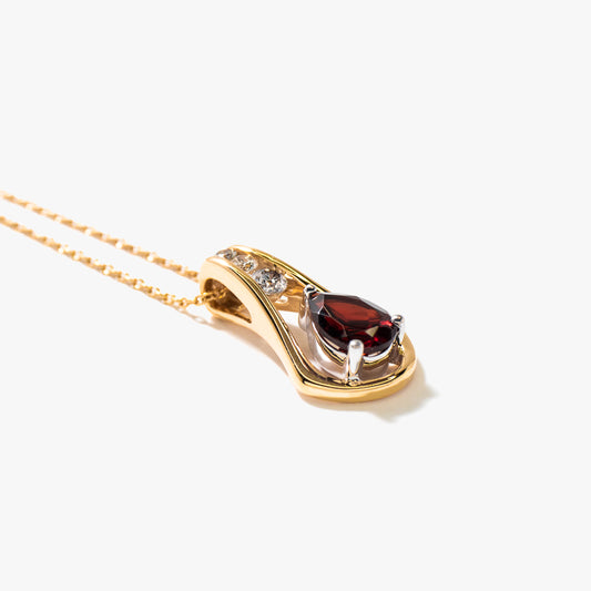 Garnet Necklace in 10K Yellow and White Gold