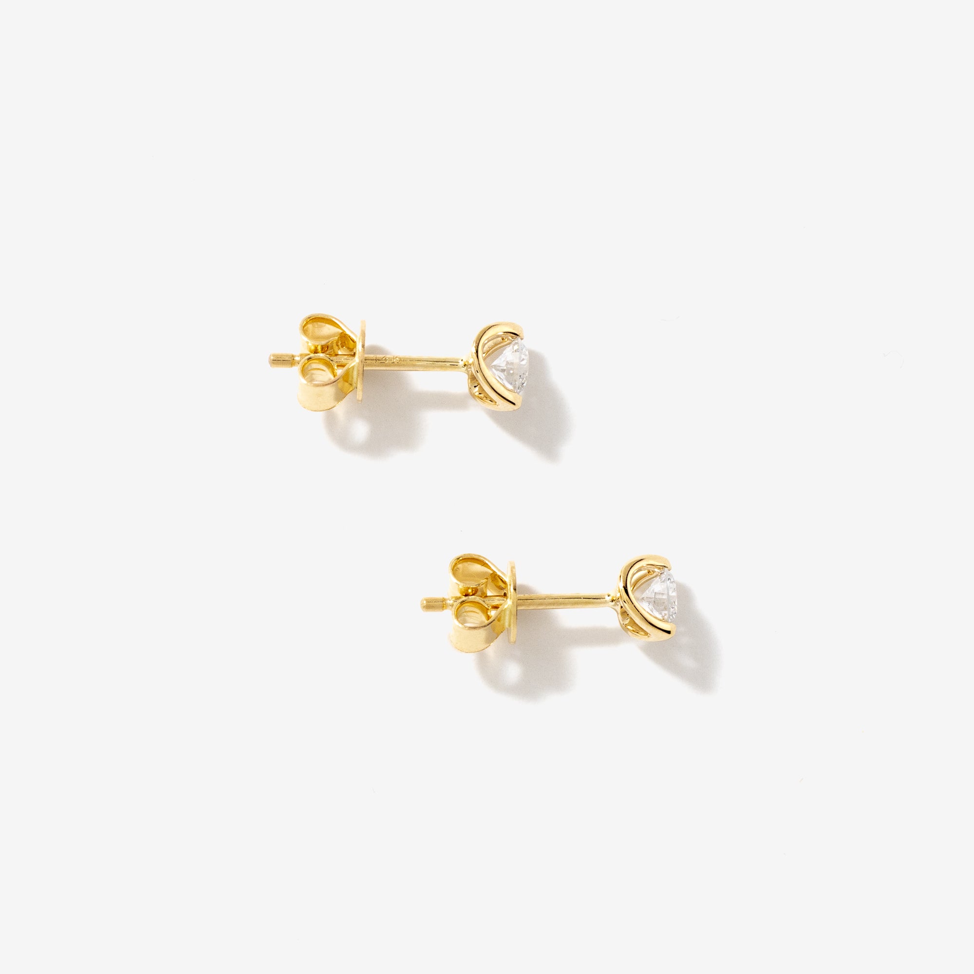Crescent Set Lab Grown Diamond Stud Earrings in 14K Yellow Gold (0.30c