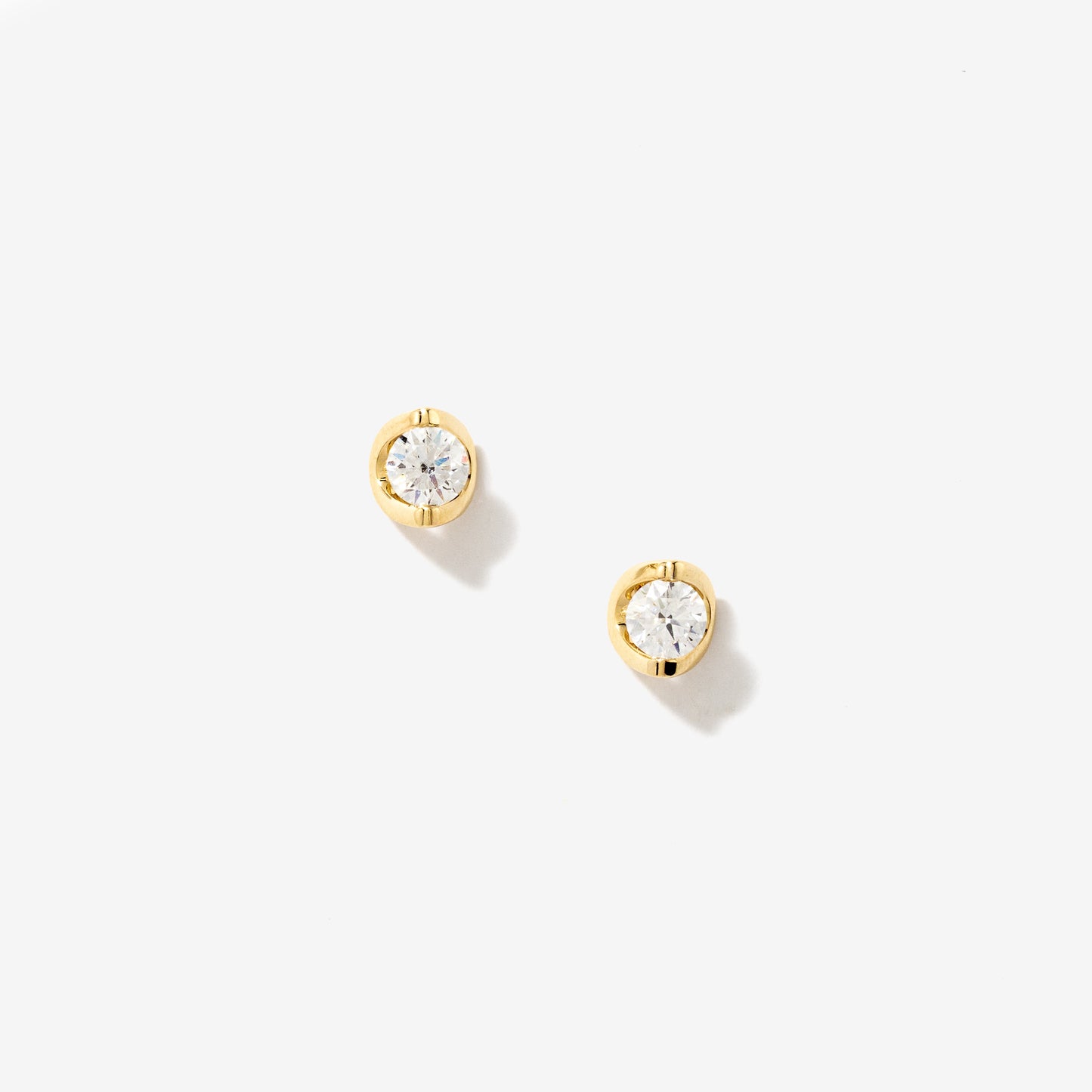Tension Set Solitaire Lab Grown Diamond Stud Earrings in 14K Yellow Gold (0.50ct tw)