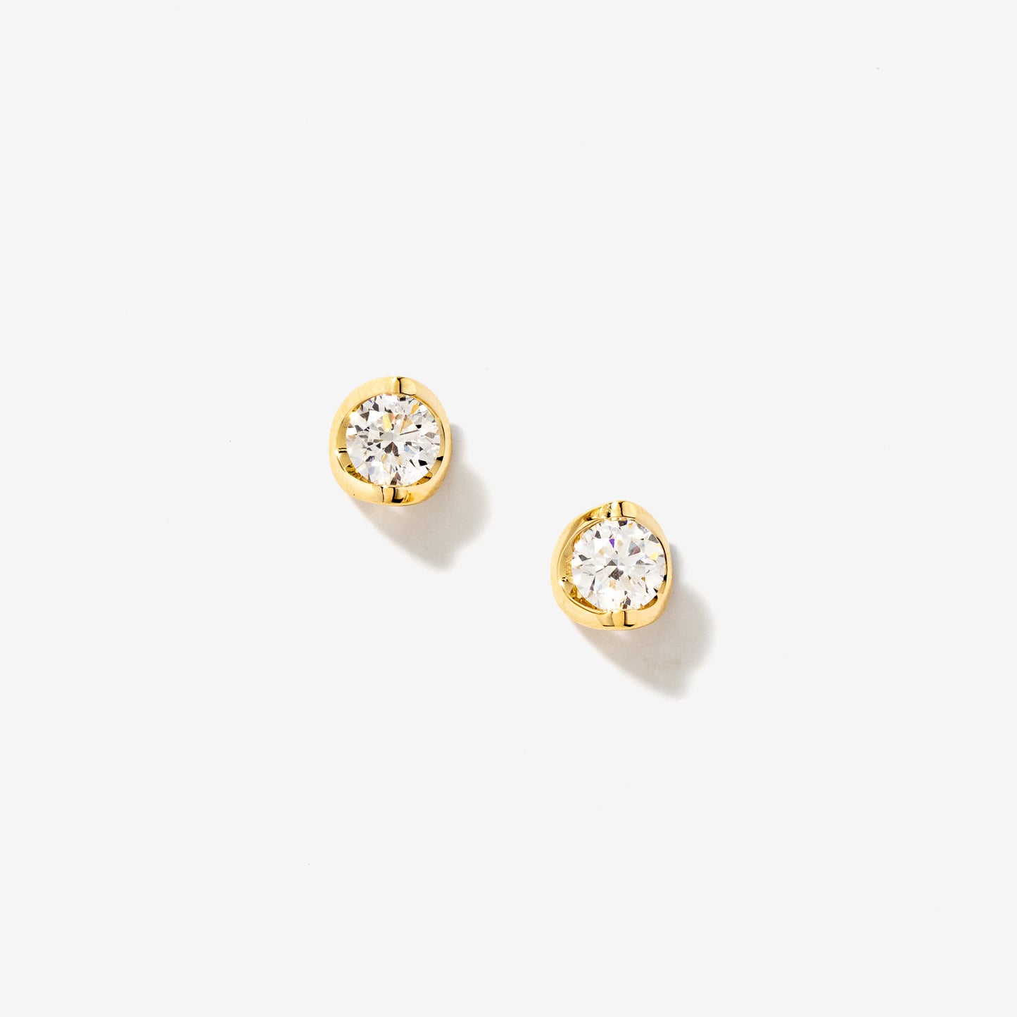 Tension Set Solitaire Lab Grown Diamond Stud Earrings in 14K Yellow Gold (1.00 ct tw)