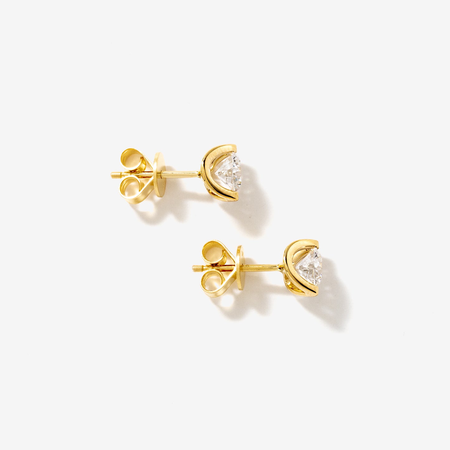 Tension Set Solitaire Lab Grown Diamond Stud Earrings in 14K Yellow Gold (1.00 ct tw)