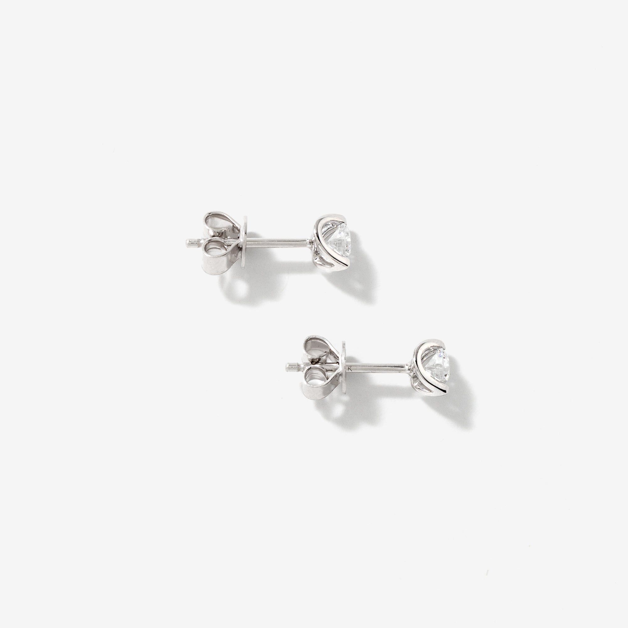 Crescent Set Lab Grown Diamond Stud Earrings in 14K White Gold (0.30ct