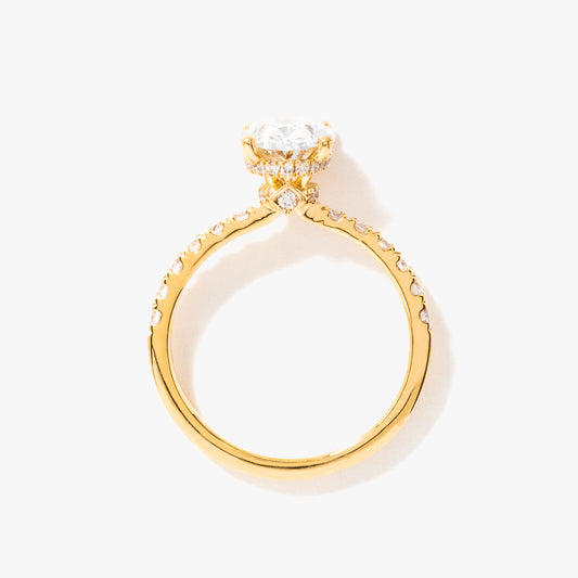 Oval Lab-Grown Diamond Engagement Ring with Hidden Halo in 14K Yellow Gold (2.47 ct tw)