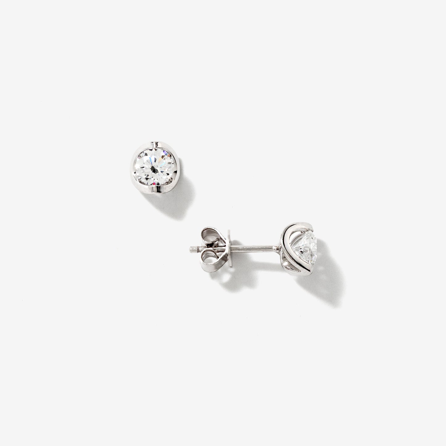 Tension Set Solitaire Lab Grown Diamond Stud Earrings in 14K White Gold (0.75 ct tw)