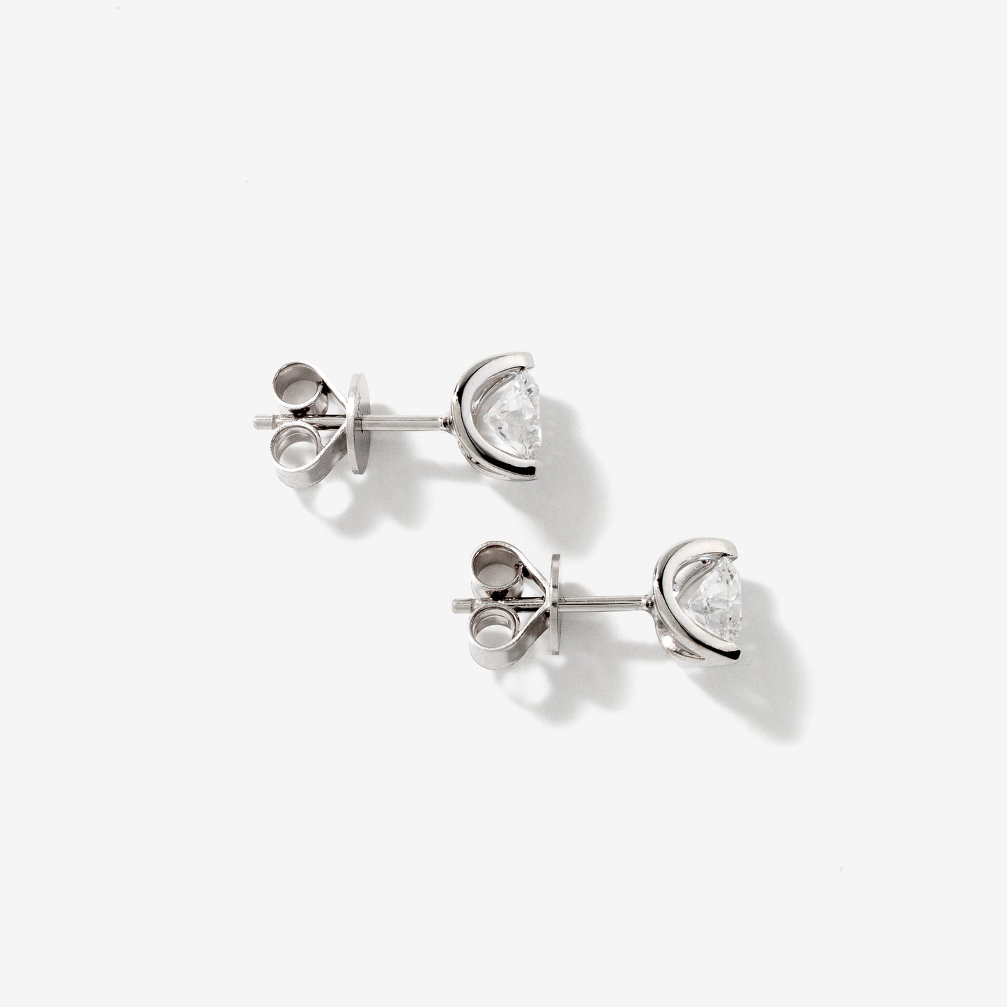 Tension Set Solitaire Lab Grown Diamond Stud Earrings in 14K White Gold (1.00 ct tw)