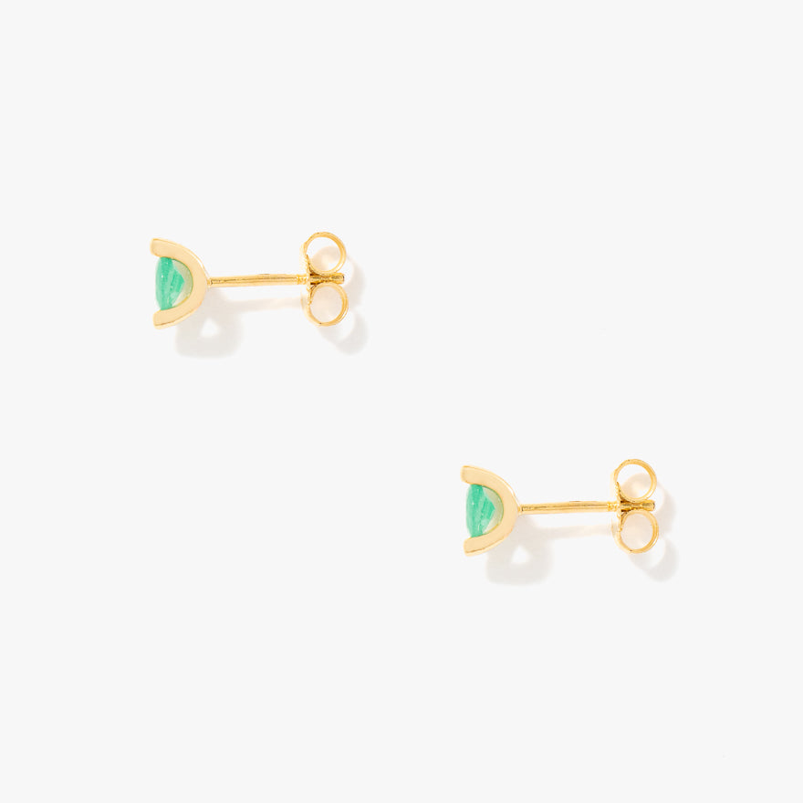 Emerald Stud Earrings in 10K Yellow Gold