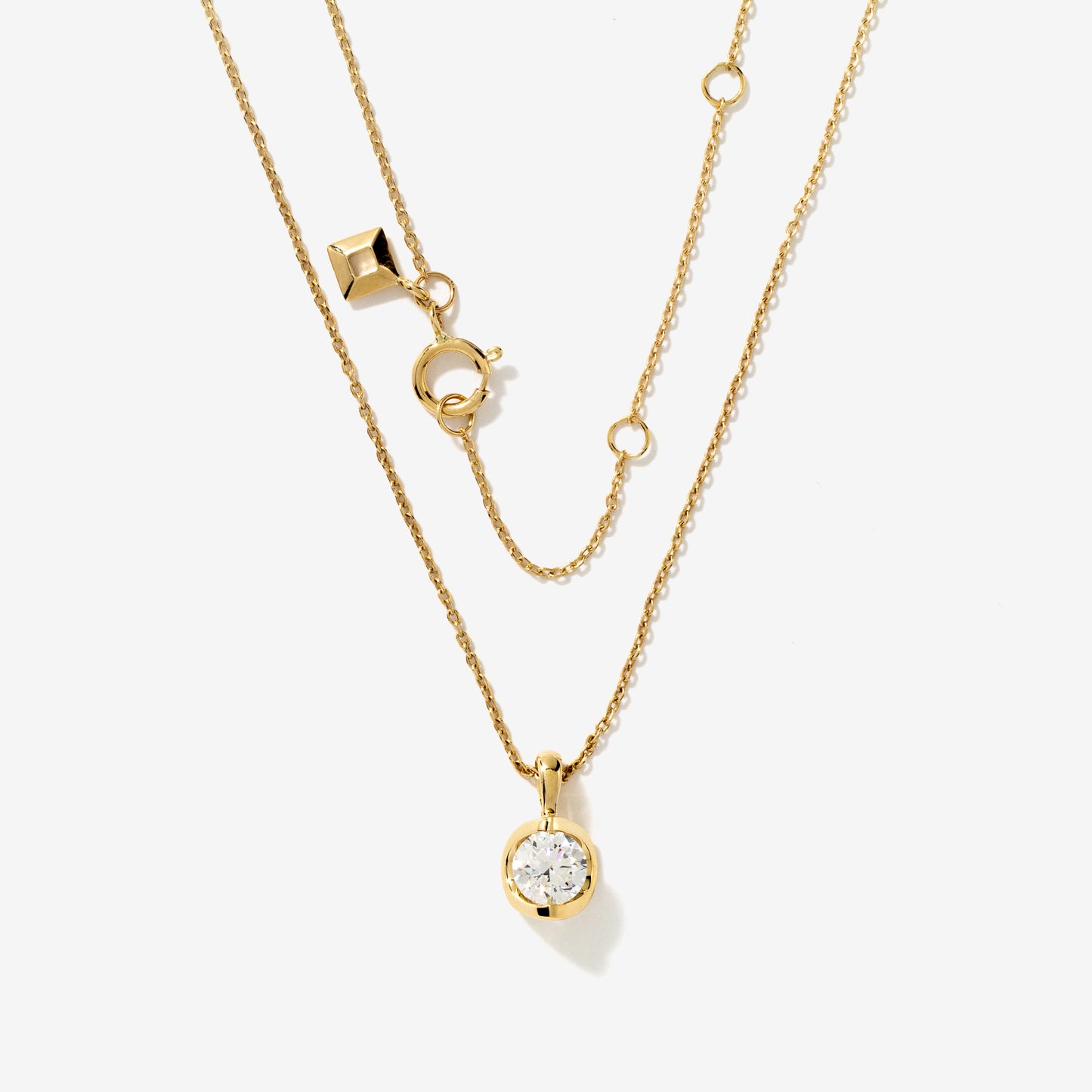 Tension Set Lab Grown Diamond Solitaire Necklace in 14K Yellow Gold (0.50ct tw)