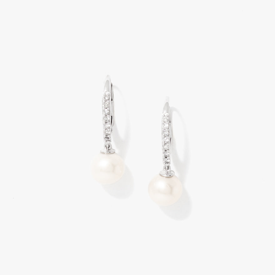 Pearl Earrings in 10K White Gold
