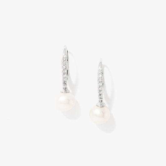 Pearl Earrings in 10K White Gold