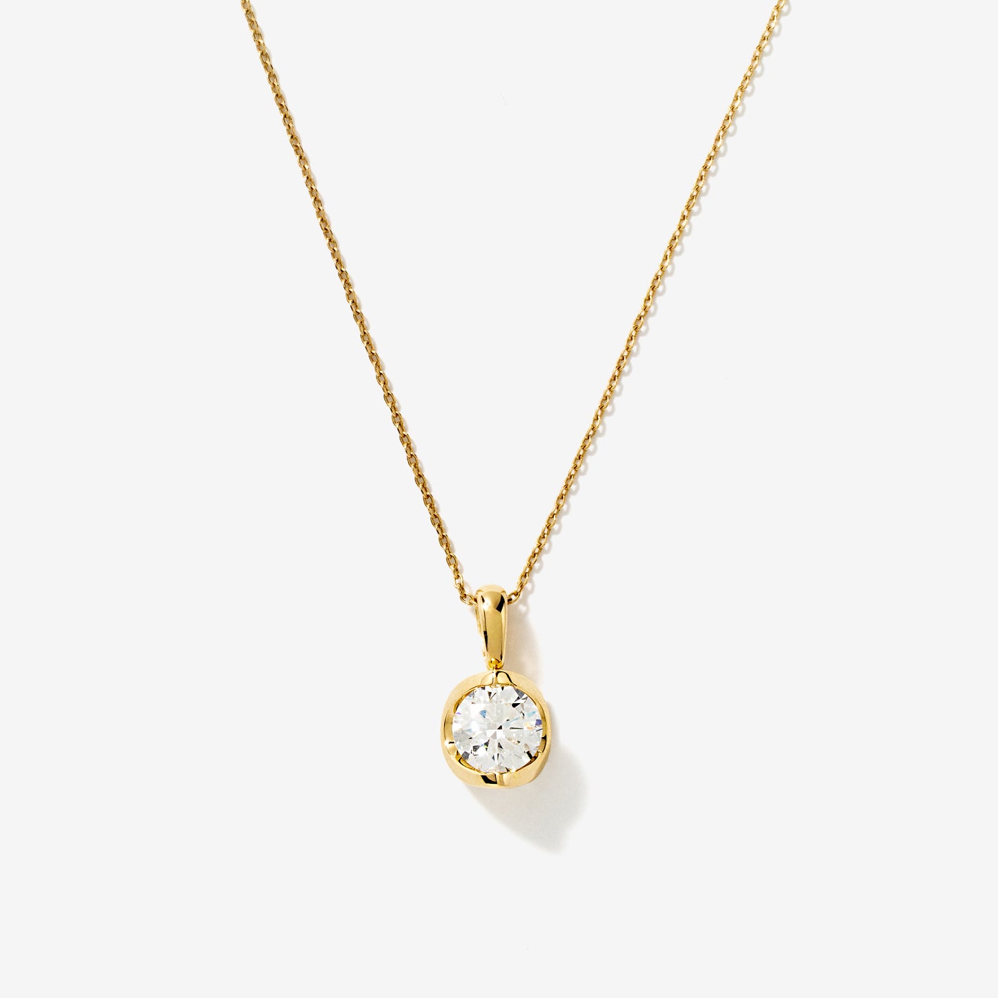 Tension Set Lab Grown Diamond Solitaire Necklace in 14K Yellow Gold (1.00 ct tw)