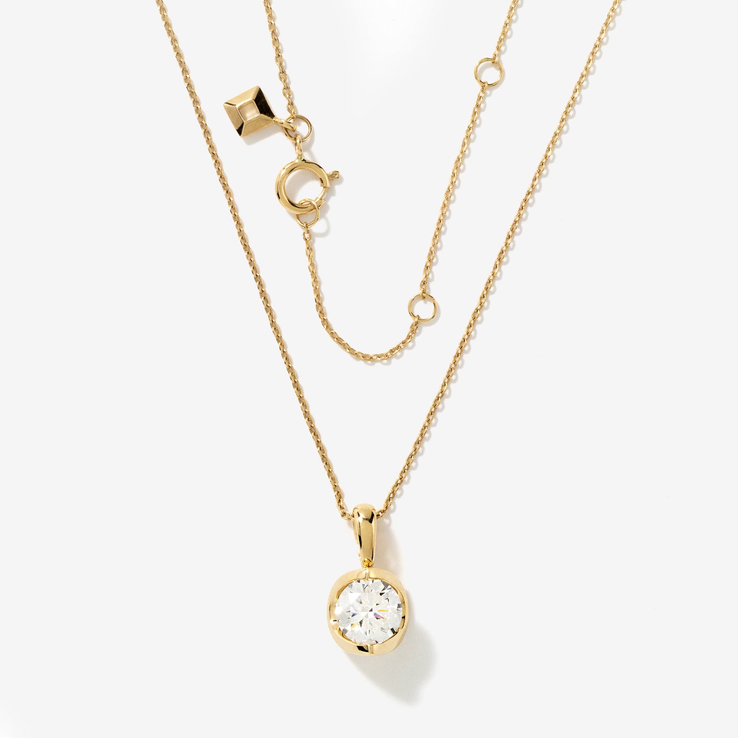 Tension Set Lab Grown Diamond Solitaire Necklace in 14K Yellow Gold (1.00 ct tw)