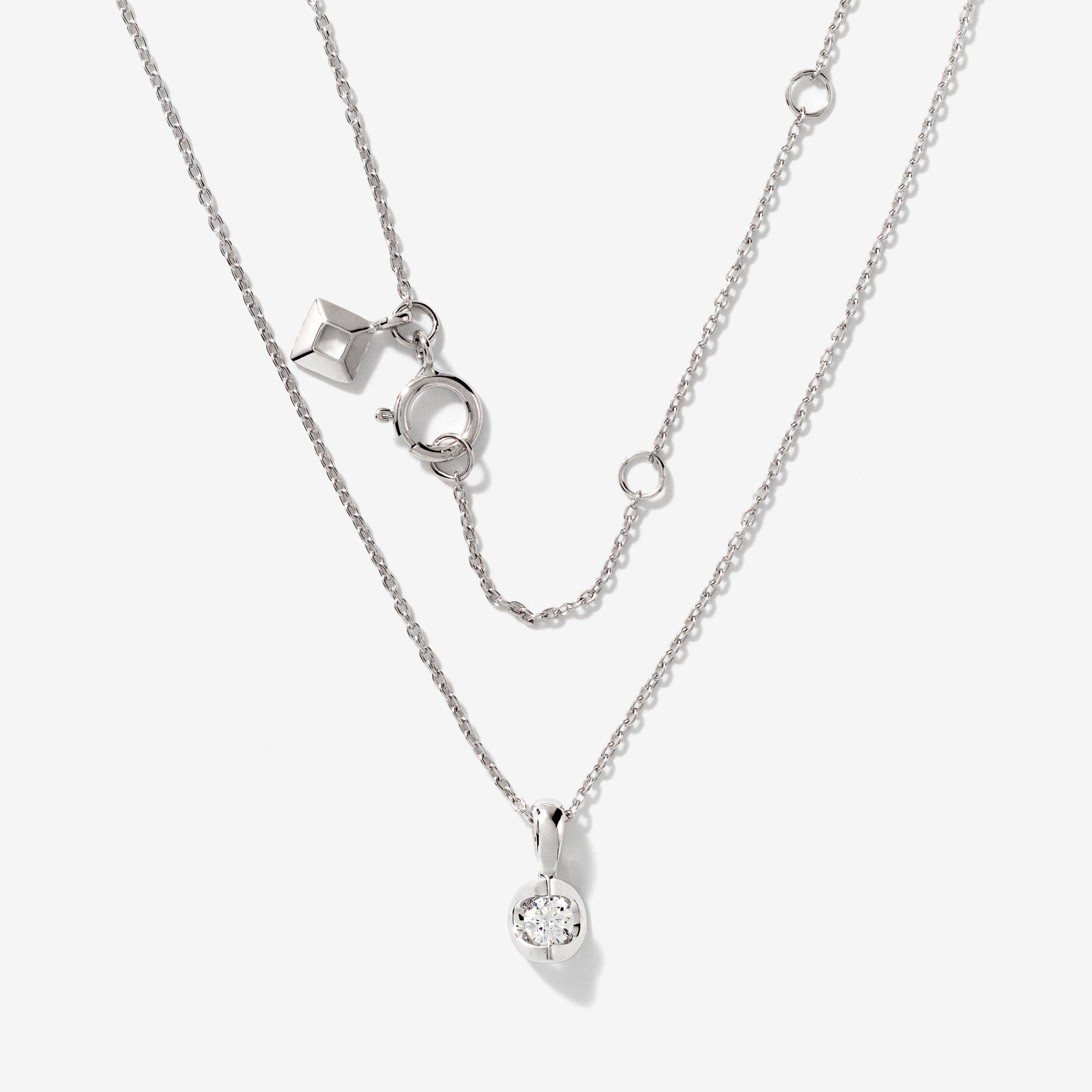 Tension Set Lab Grown Diamond Solitaire Necklace in 14K White Gold (0