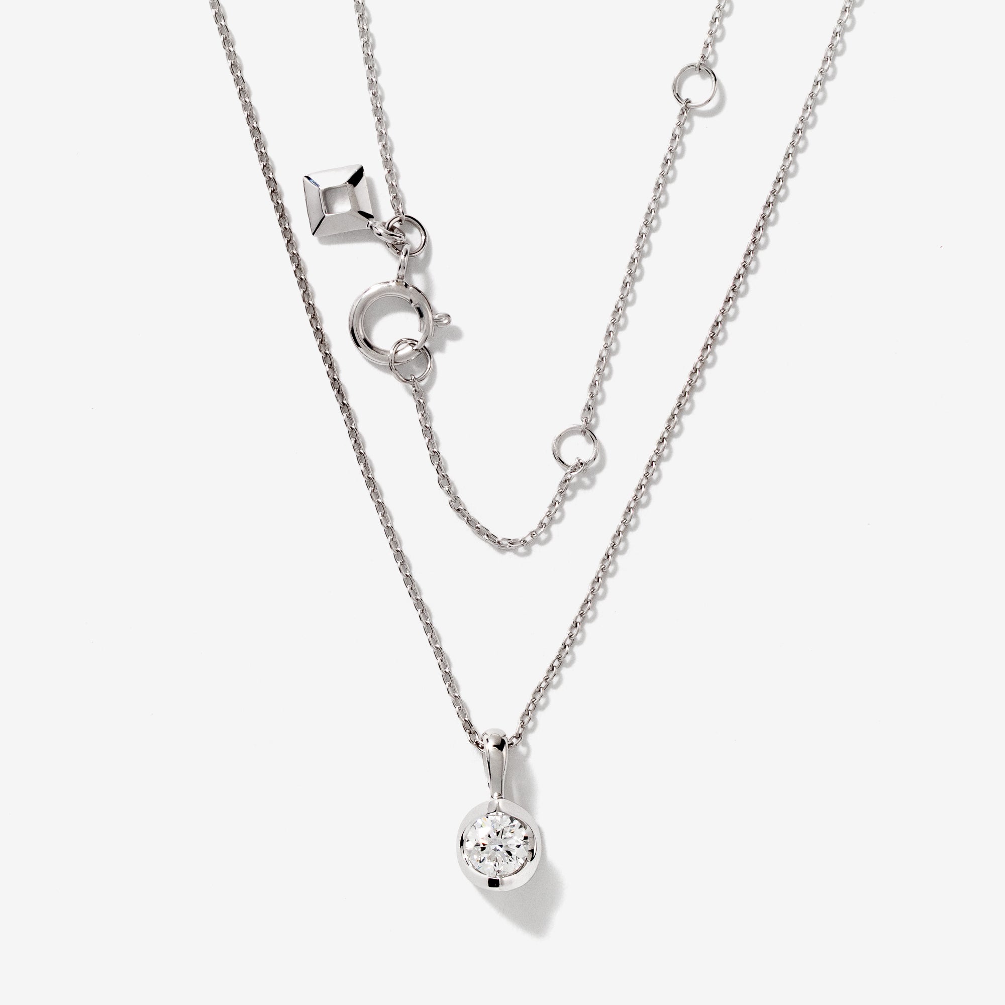 Crescent Set Lab Grown Diamond Solitaire Necklace in 14K White Gold