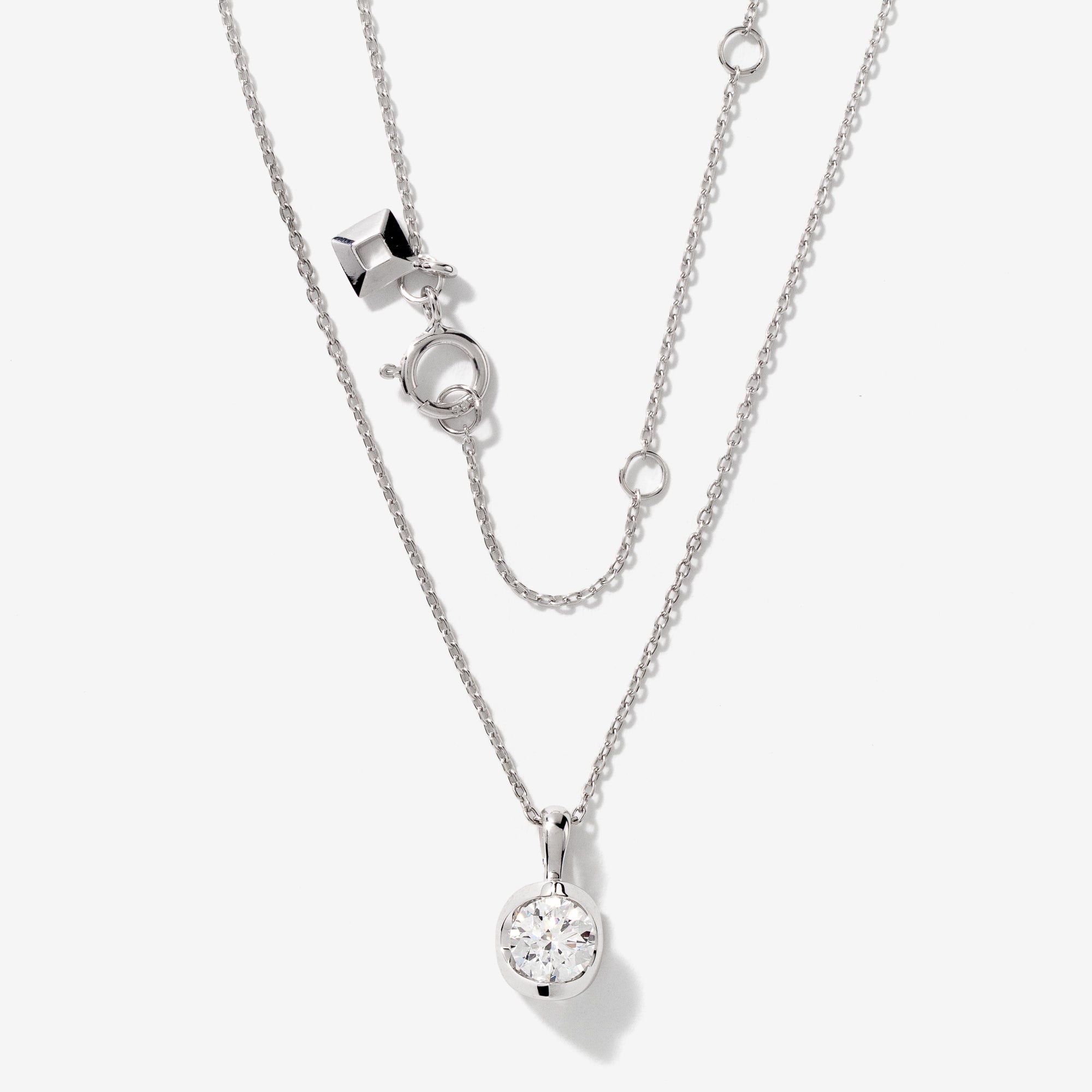 Crescent Set Lab Grown Diamond Solitaire Necklace in 14K White Gold