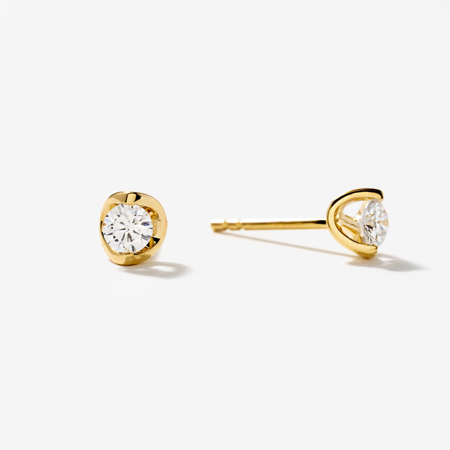 Tension Set Solitaire Lab Grown Diamond Stud Earrings in 14K Yellow Gold (0.30ct tw)