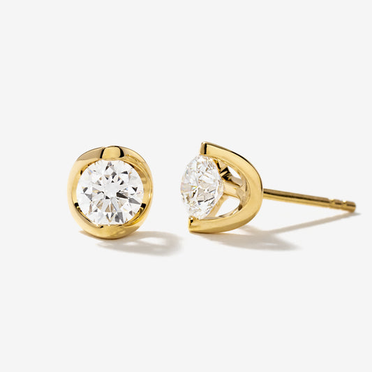 Tension Set Solitaire Lab Grown Diamond Stud Earrings in 14K Yellow Gold (1.00 ct tw)