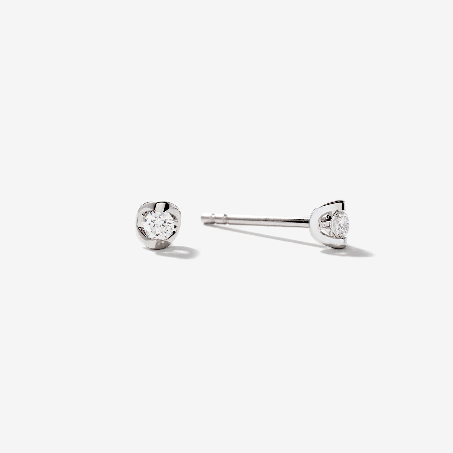 Tension Set Solitaire Lab Grown Diamond Stud Earrings in 14K White Gold (0.10ct tw)