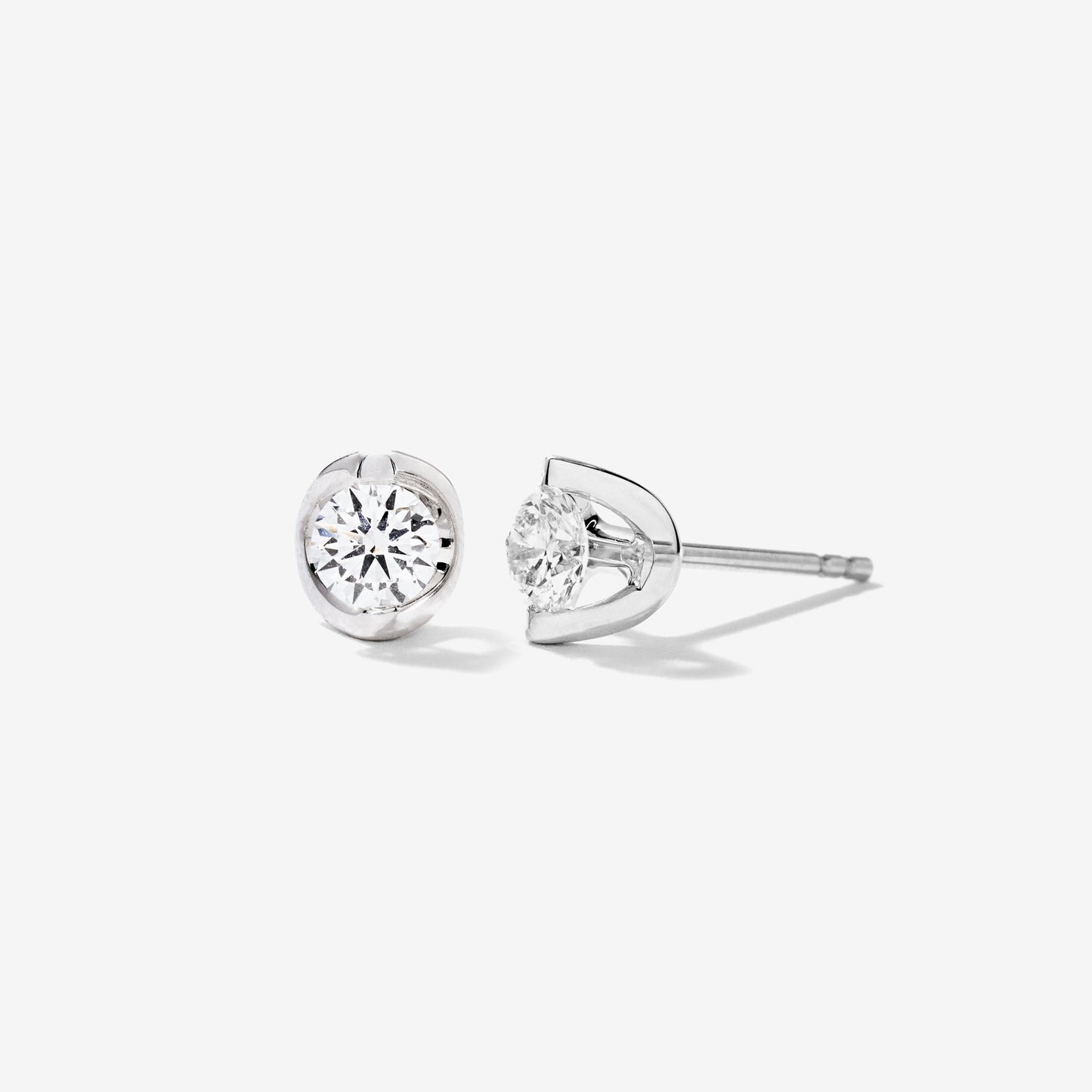 Tension Set Solitaire Lab Grown Diamond Stud Earrings in 14K White Gold (0.50ct tw)
