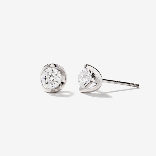 Tension Set Solitaire Lab Grown Diamond Stud Earrings in 14K White Gold (0.75 ct tw)