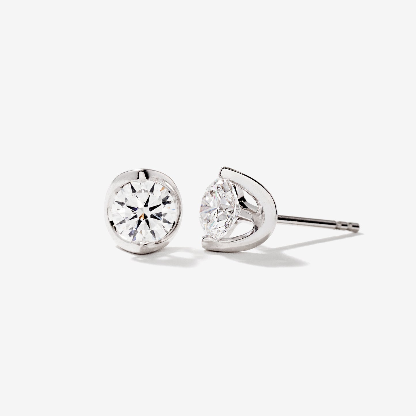 Tension Set Solitaire Lab Grown Diamond Stud Earrings in 14K White Gold (1.00 ct tw)