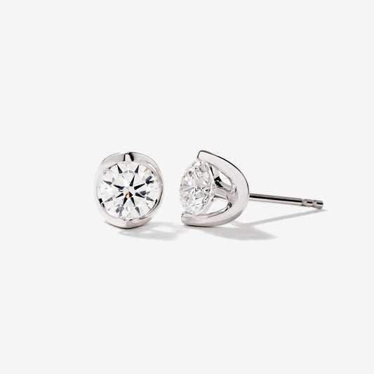 Tension Set Solitaire Lab Grown Diamond Stud Earrings in 14K White Gold (1.00 ct tw)