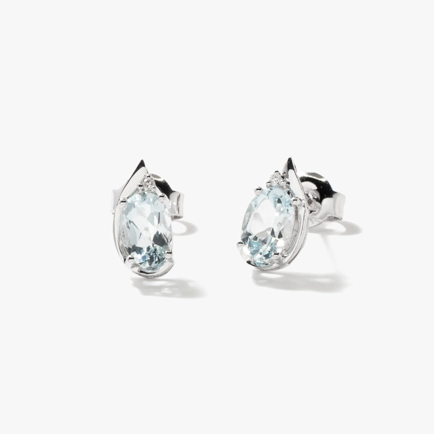Aquamarine Earrings in 10K White Gold