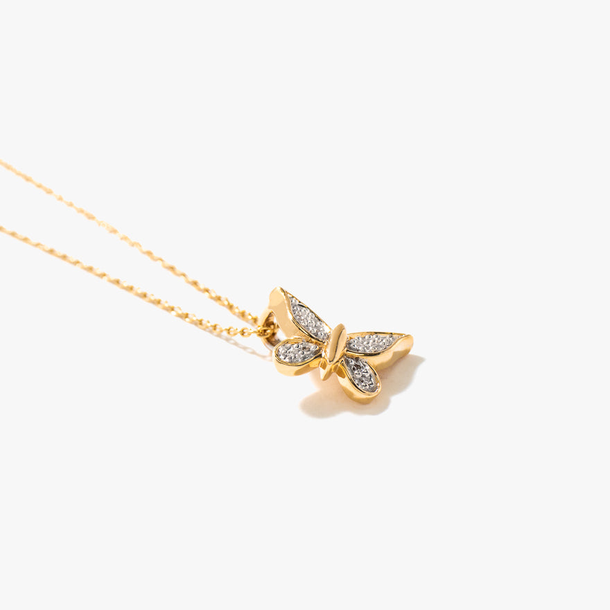 Butterfly Diamond Pendant in 10K Yellow Gold (0.04 ct tw)