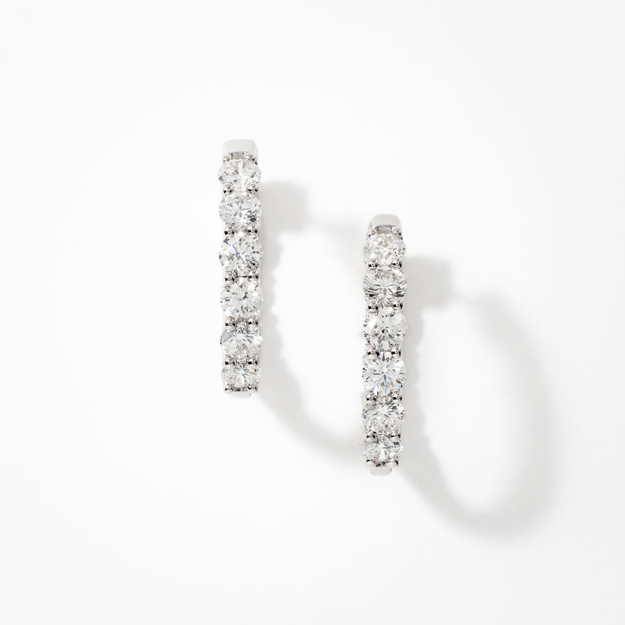 Lab Grown Diamond Hoop Earrings in 14K White Gold (3.00 ct tw)