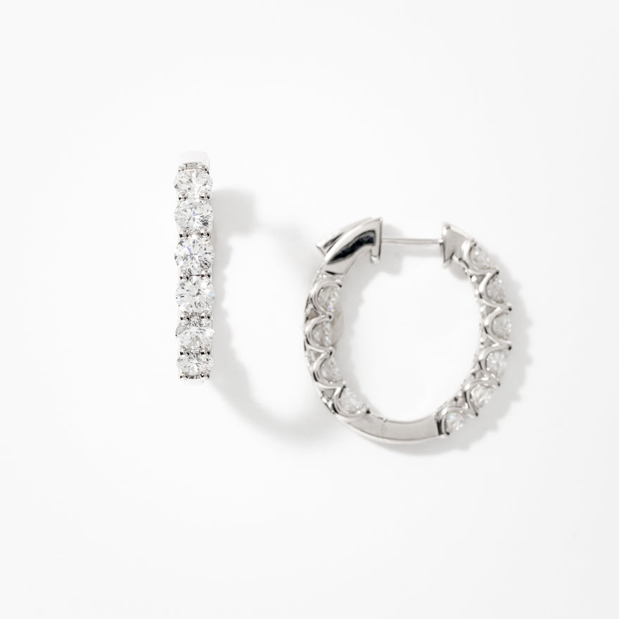 Lab Grown Diamond Hoop Earrings in 14K White Gold (3.00 ct tw