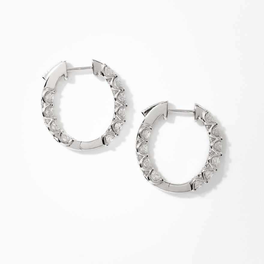 Lab Grown Diamond Hoop Earrings in 14K White Gold (3.00 ct tw)