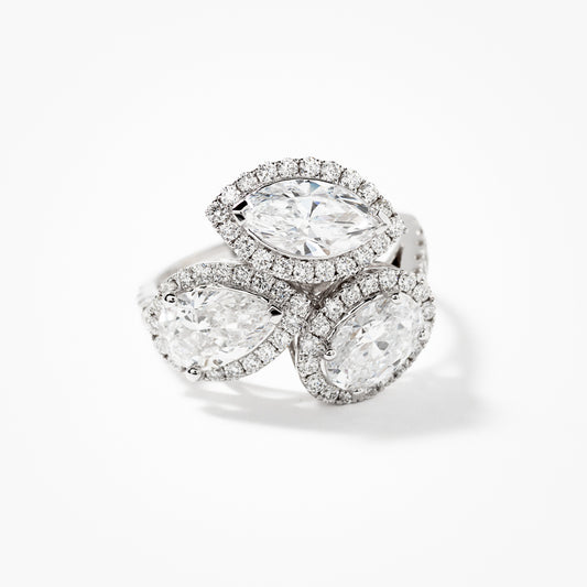Lab Grown Diamond Cluster Ring in 14K White Gold (3.51 ct tw)