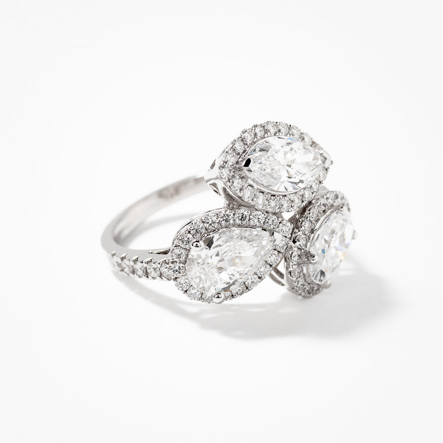 Lab Grown Diamond Cluster Ring in 14K White Gold (3.11 ct tw)