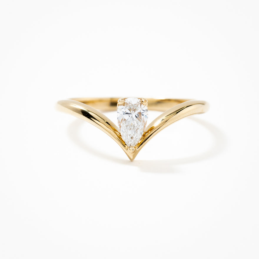 Pear Shape Lab Grown Diamond Promise Ring 10K Yellow Gold (0.30 ct