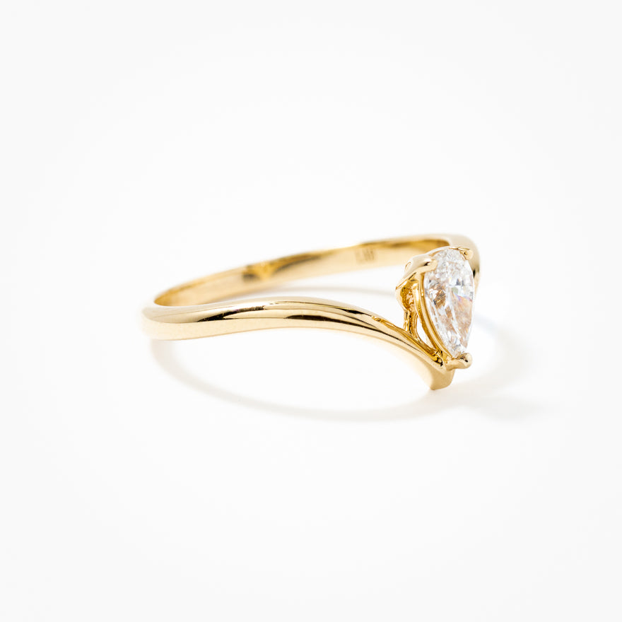 Pear Shape Lab Grown Diamond Promise Ring in 10K Yellow Gold (0.30 ct tw)