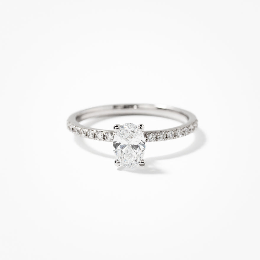 Lab Grown Oval Cut Diamond Engagement Ring in 14K White Gold (0.75 ct tw)