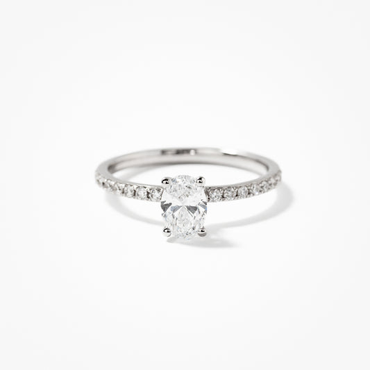 Lab Grown Oval Cut Diamond Engagement Ring in 14K White Gold (0.75 ct tw)