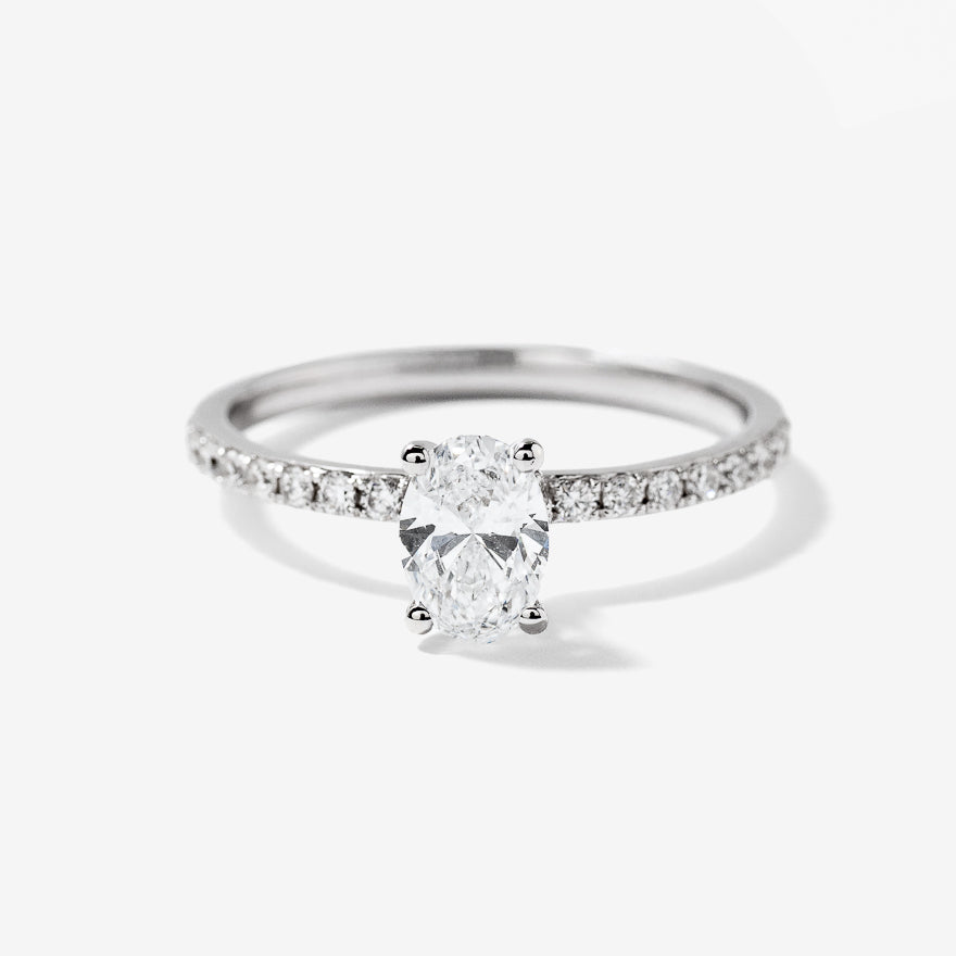 Lab Grown Oval Cut Diamond Engagement Ring in 14K White Gold (0.75 ct tw)